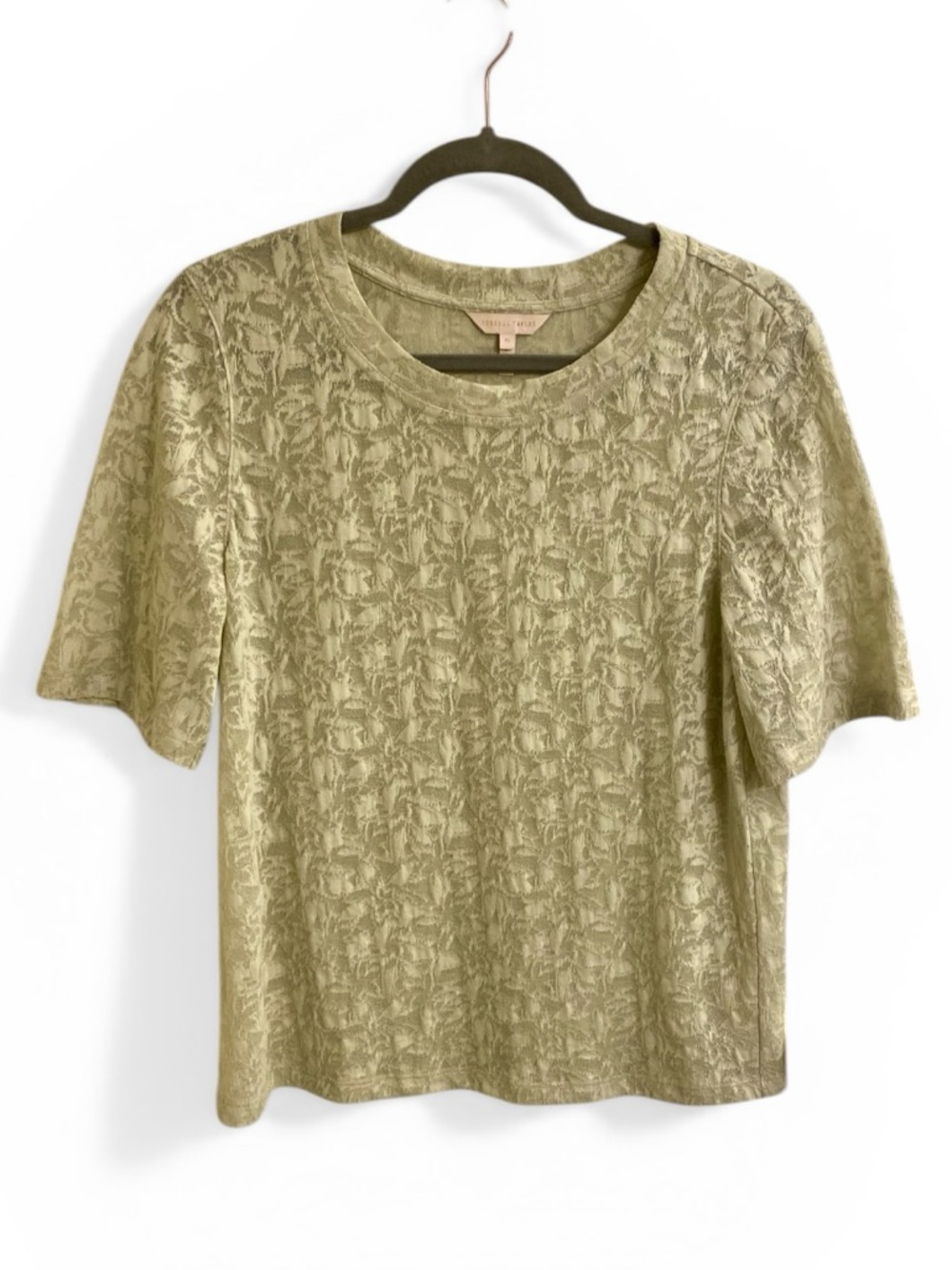 REBECCA TAYLOR LACE SAGE GREEN TOP SIZE XL GORGEOUS FEMININE FAIRY GODDESS TEE